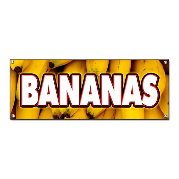 BANANAS BANNER SIGN tropical fruit yellow produce farmers market fresh ripe